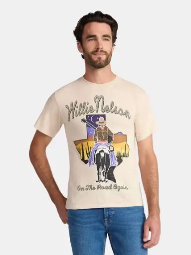 Willie Nelson Men's and Big Men's Graphic Tee with Short Sleeves, Sizes S-3XL