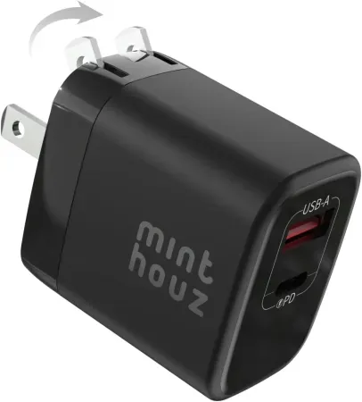 35W Minthouz Dual-Port GaN Nano Foldable Wall Charger (USB-C / USB-A)