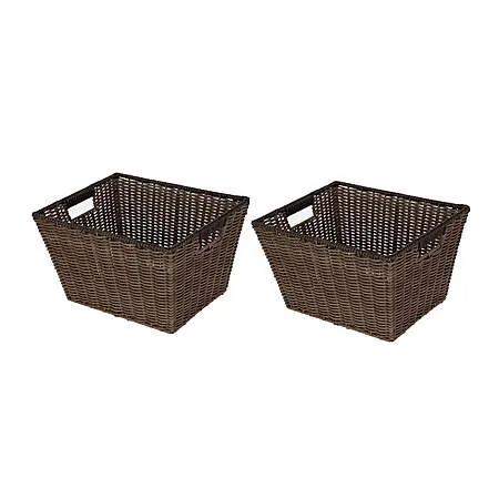 2-Pk Better Homes & Gardens Large Poly Rattan Storage Basket w/ Handles