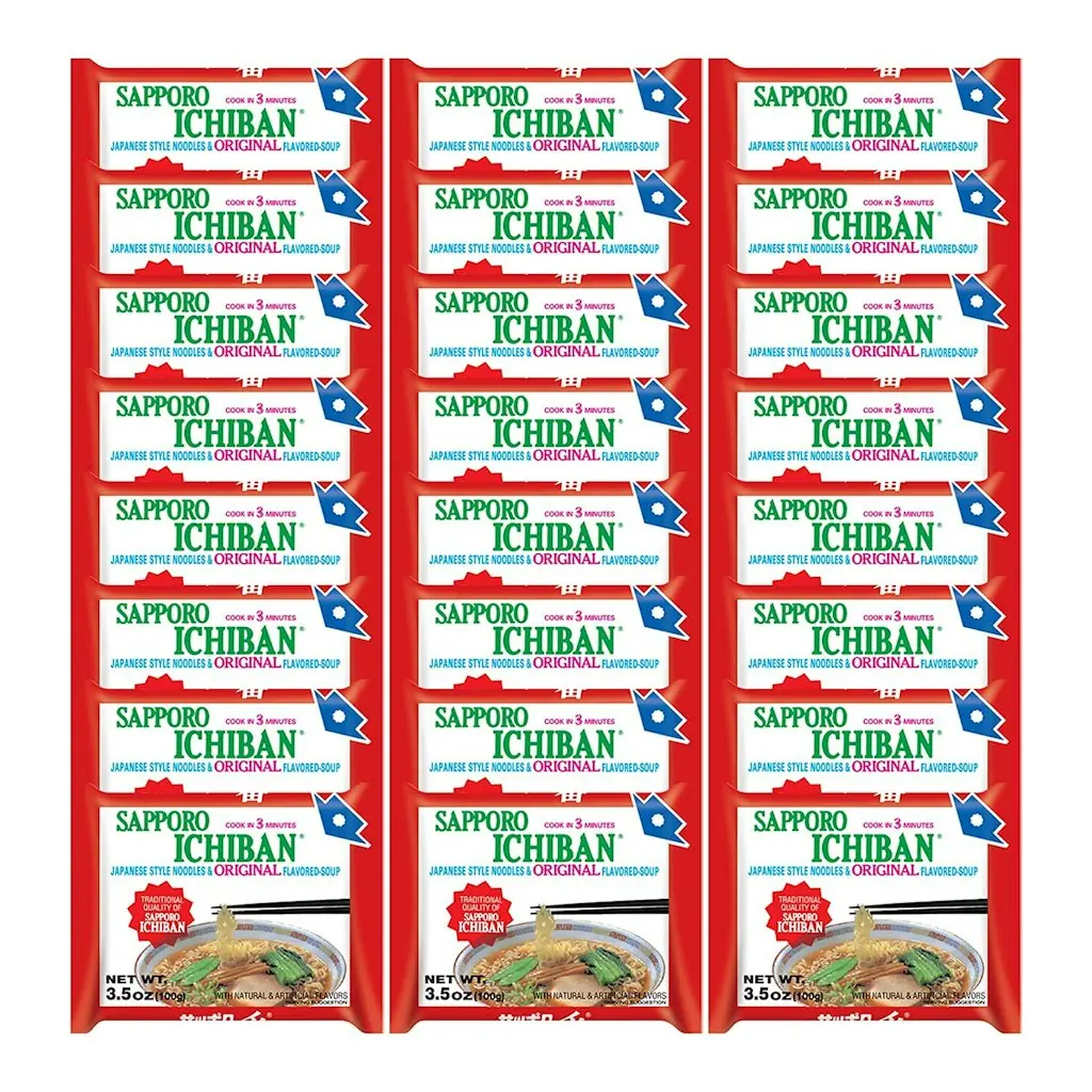 Sapporo Ichiban Soy Sauce Ramen Noodles 3.5-oz. Pouch 24-Pack