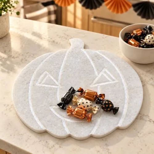 Marble Pumpkin Halloween Cheese Board