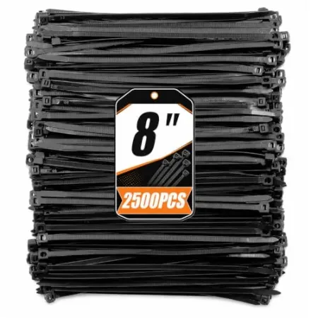 2500-Pack YUZE-WZDQ 8" Black Zip Ties