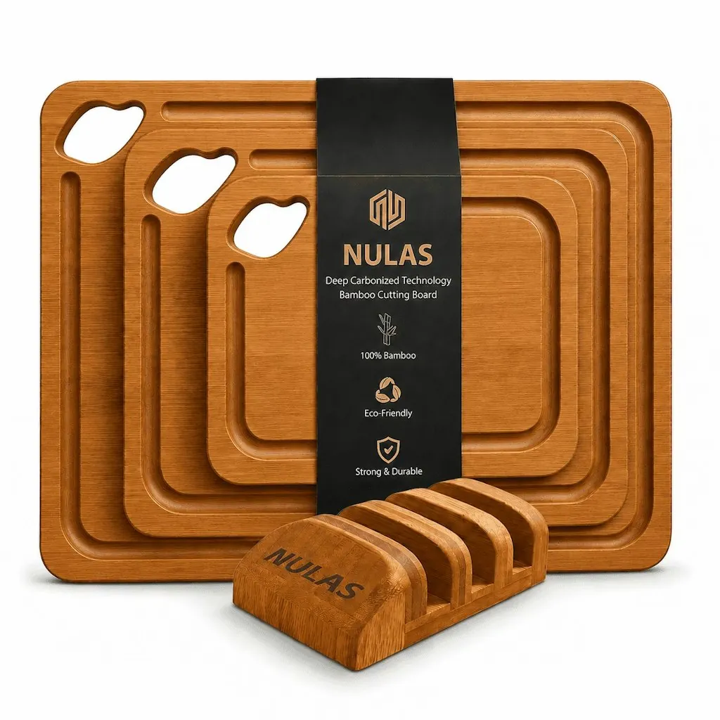 4-Piece Bamboo Wood Cutting Board Set