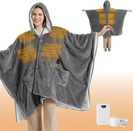 55"x69" Bedsure Cordless Wearable Heated Blanket Hoodie