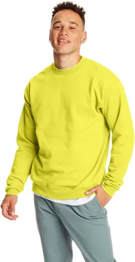 Hanes Men's EcoSmart Fleece Crewneck Sweatshirt (Safety Green, M, L)