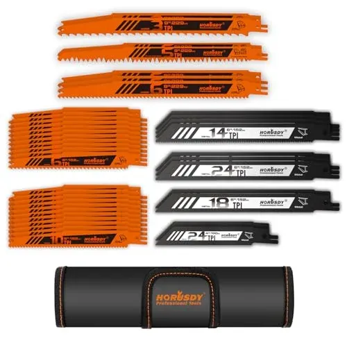 HORUSDY 40-Piece Reciprocating Saw Blade Set (3-24 TPI)