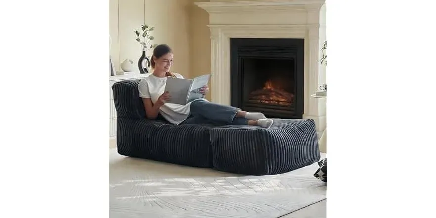 Ayovoch Giant Corduroy Bean Bag Chair w/ Ottoman (Grey)