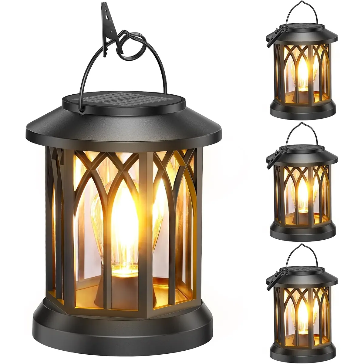WdtPro Solar Lantern Outdoor Lights 4 Pack