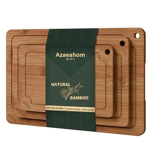 Azaeahom 3-Piece Bamboo Cutting Board Set