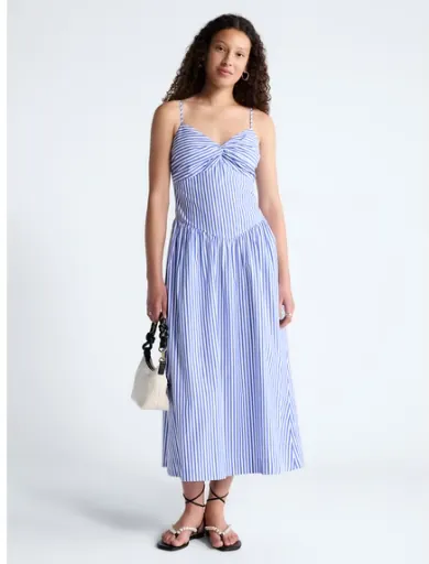 Free Assembly Women's Twist Front Sleeveless Maxi Dress with Drop Waist (Sizes L-XL)