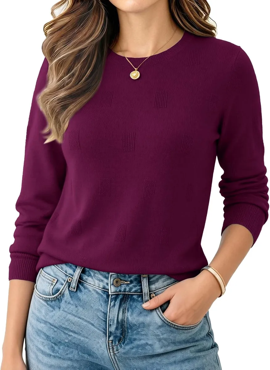 SUNNYMELODY Wool Blend Crew Neck Sweater