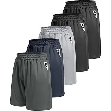 5-Pk BOOJO Men's Athletic Gym Shorts (Large Only)