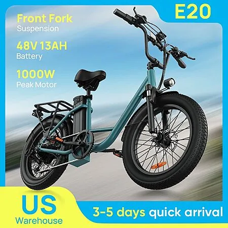 20" URLIFE E20 1000W 13Ah Fat Tire Electric Bike (Green)