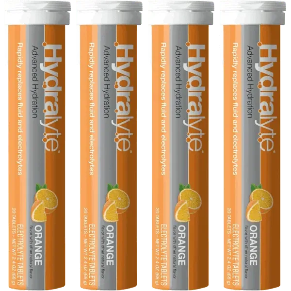 Hydralyte Electrolyte Hydration Tablets - Orange Flavor (80 Total) 4-Pack