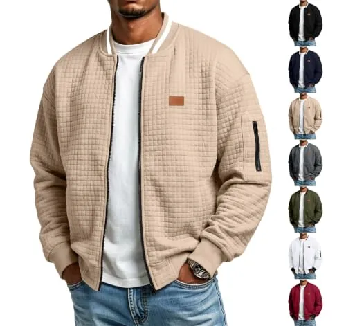 Lightweight Quilted Bomber Jacket with Sleeve Pocket