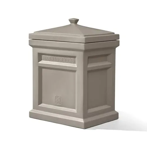 Step2 Express Parcel Delivery Box, Large Outdoor Package Bin with Lid, Weather-Resistant, Mocha