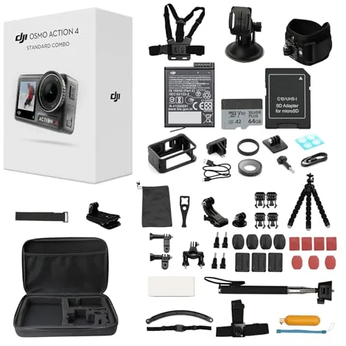 DJI Osmo Action 4 Waterproof Action Camera Bundle with 64GB Card