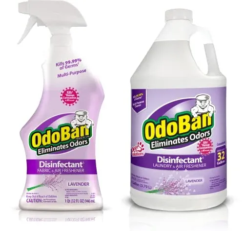 OdoBan Disinfectant and Odor Eliminator, Lavender, 32 oz Spray and 1 Gallon Concentrate, Set of 2