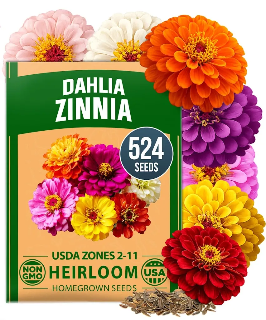 HOME GROWN Zinnia Dahlia 524-Count Flower Seeds Pack