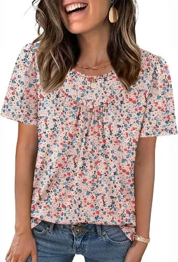 WIHOLL Womens Summer Tops Trendy Short Sleeve T Shirts