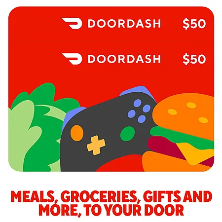 Costco Members: 2-Pack $50 DoorDash or Uber eGift Cards (Email Delivery)