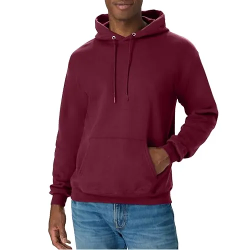 Hanes Men's EcoSmart Fleece Pullover Hooded Sweatshirt Maroon