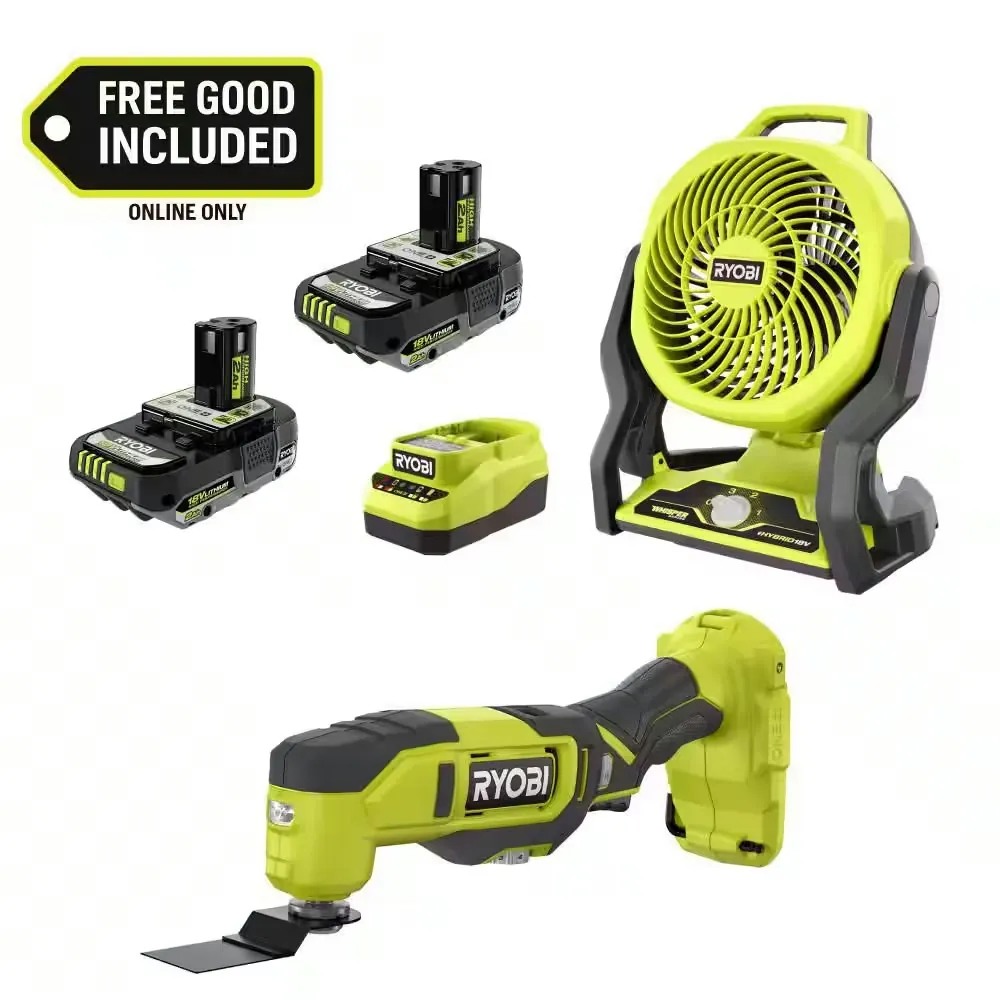 Ryobi ONE+ 18V Cordless Fan Kit w/ 2 Batteries