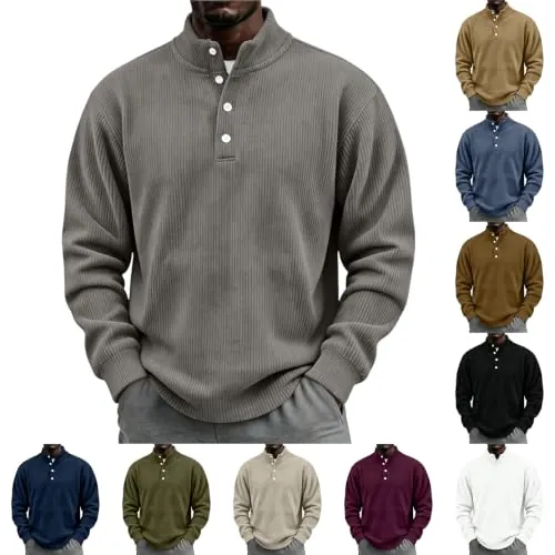 Mens Corduroy Mock Neck Sweatshirt
