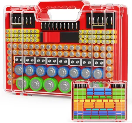 Molutsody 260-Count Double Sided Battery Storage Organizer Case