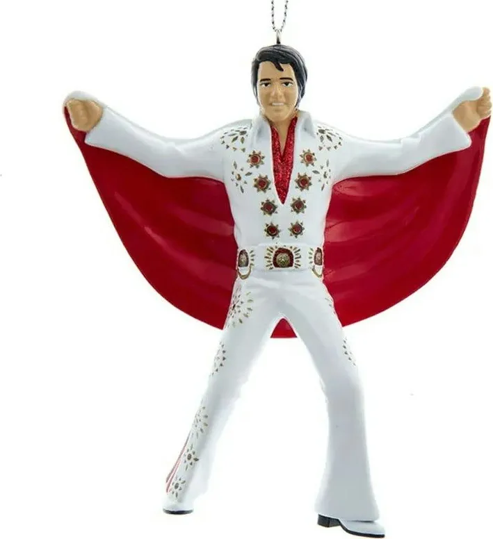 Kurt Adler Elvis Presley White Suit w/ Red Cape Ornament