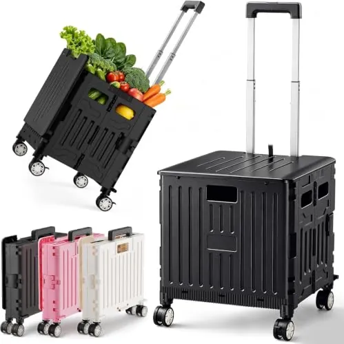 SUNALLY Folding Utility Cart with Lid