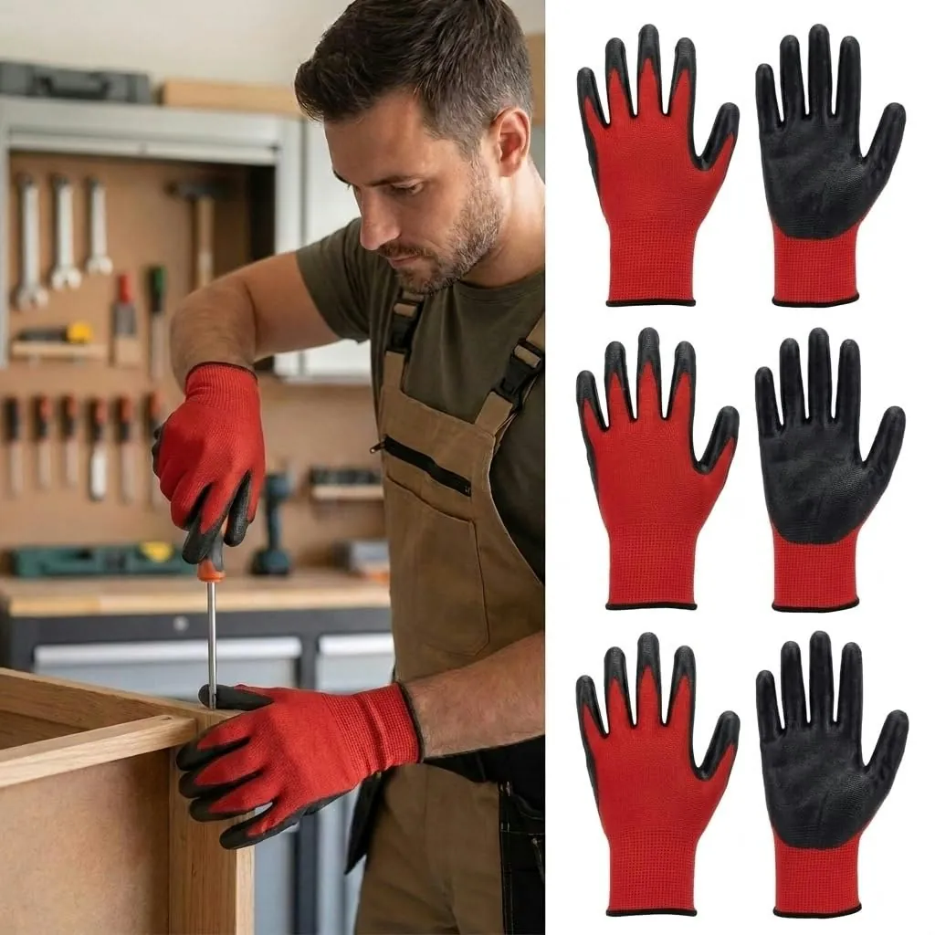 Nylon Lined Nitrile Coated Work Gloves 3-Pack