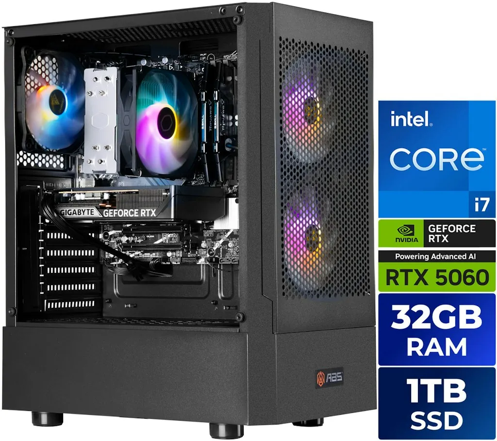 ABS Flavonius Aqua Core i7-14700F Gaming Desktop PC w/ GeForce RTX 5060