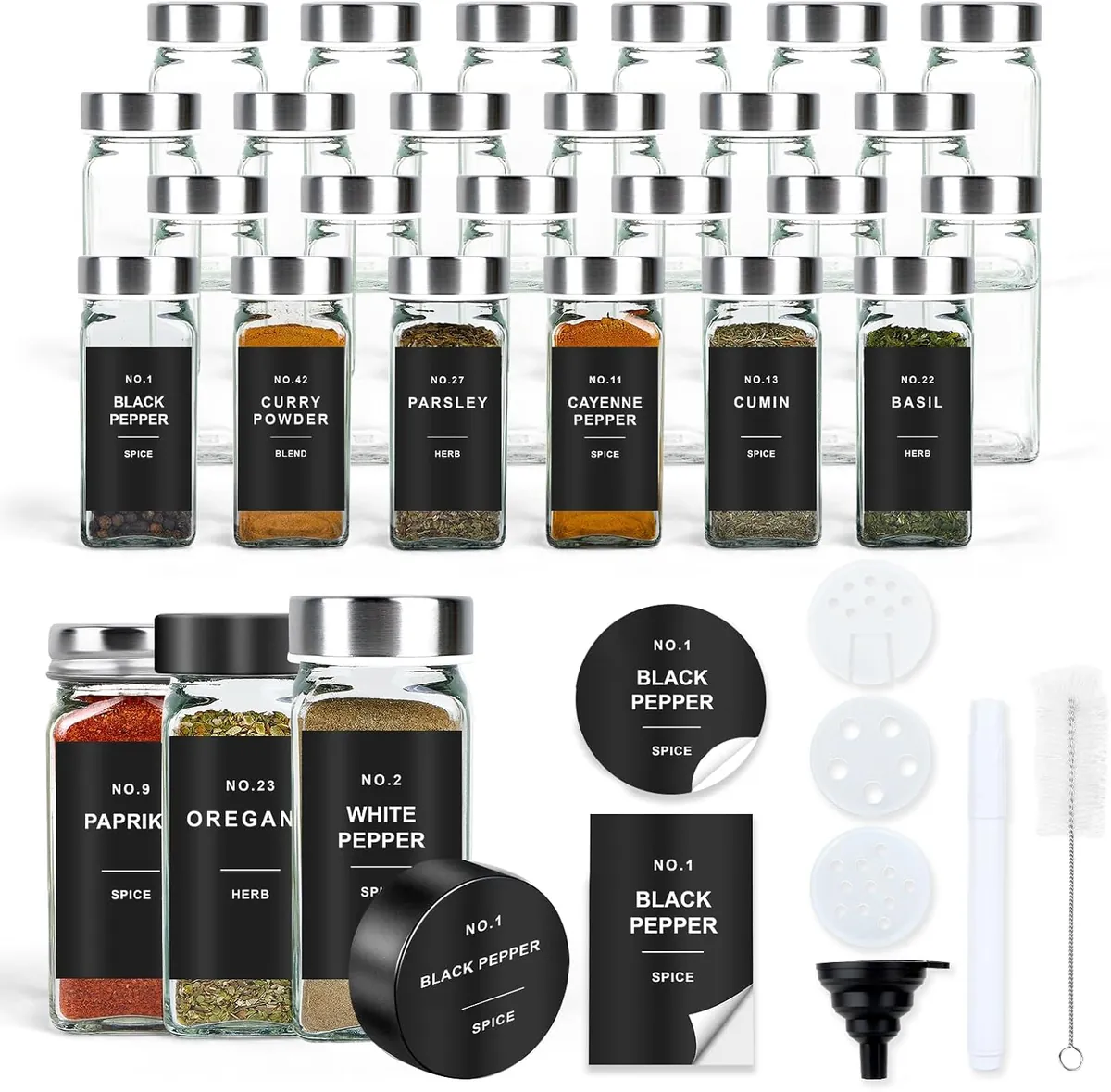 24-Piece Glass Spice Jars w/ Labels