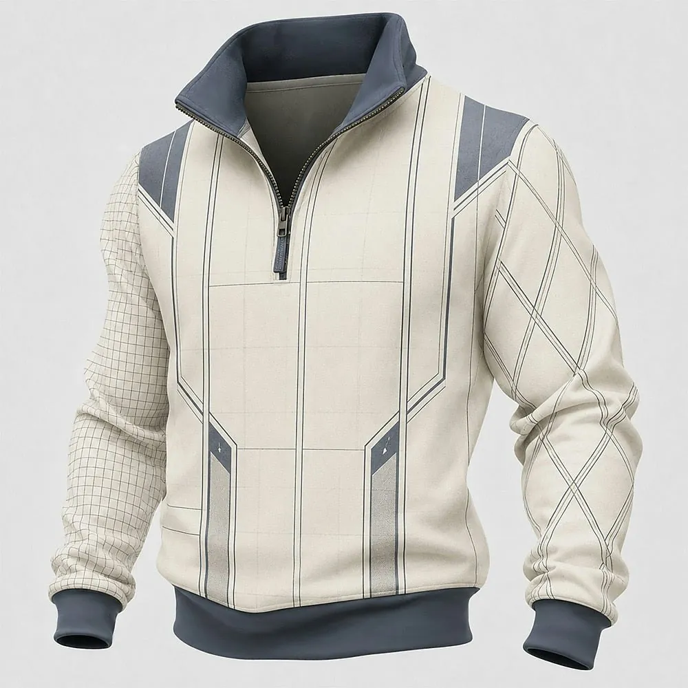 Men's Geometric Zipped Sweatshirt