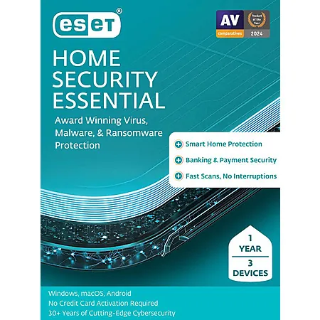 1-Year ESET Home Security Essential 2026 for 3 Devices (Digital Delivery)