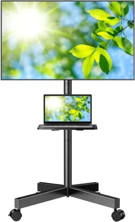 PERLESMITH Mobile TV Stand w/ Device Shelf (up to 60")