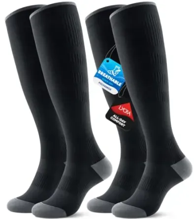 2-Pair Benirap Knee-High 15-20 mmHg Compression Socks