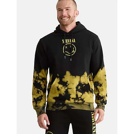 Nirvana Men's Tie-Dye Graphic Pullover Hoodie Sweatshirt