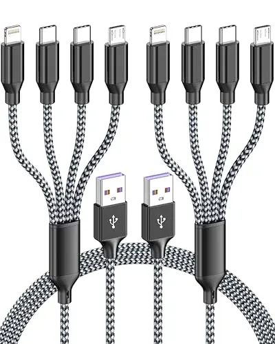 4 in 1 Multi Charging Cable 4ft 2 Pack