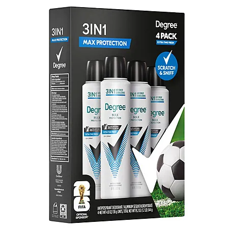 Select Costco Locations: 4-Pk 4.8oz. Men's Degree Max Fresh Dry Deodorant Spray