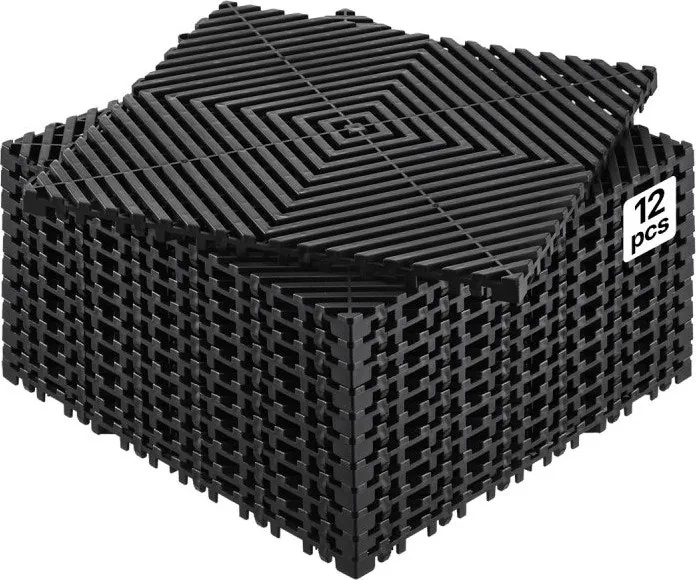 SucceBuy 12" x 12" Interlocking Drainage Mat 12-Pack