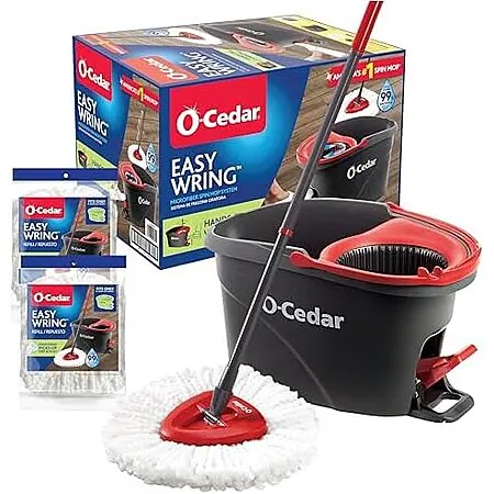 Used - Like New: O-Cedar EasyWring Microfiber Spin Mop & Bucket + 2 Refills