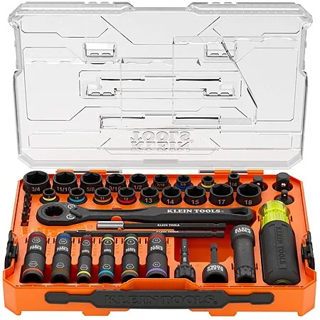 39-Pc Klein Tools KNECT Complete Impact Pass Through and Flip Socket Set