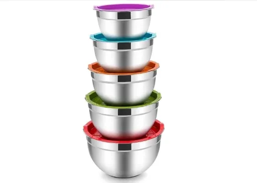 Vesteel Stainless Steel Mixing Bowls with Lids 5-Piece Set (4.5, 3, 1.5, 1, 0.7 QT)