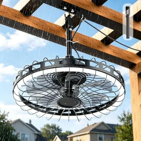 Unenrui 20" IP65 Waterproof Outdoor Ceiling Fan with Light