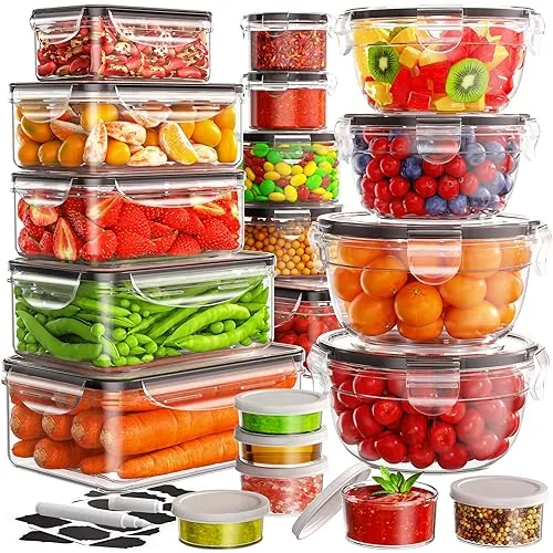 Reusable Plastic Microwave/Dishwasher Safe 40 Piece Food Storage Set