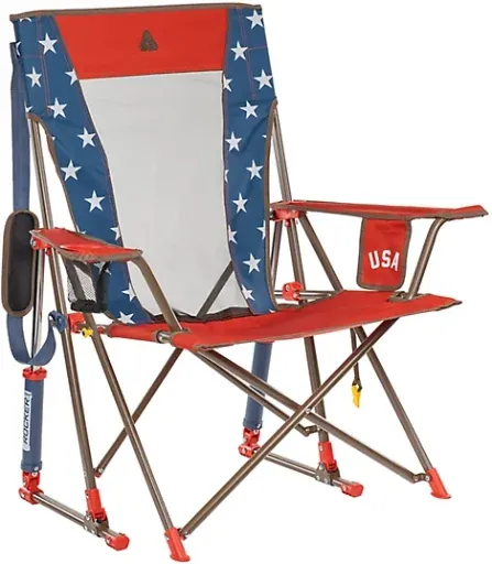 GCI Outdoor Comfort Pro Rocker Foldable Rocking Camp Chair w/ Mesh Backrest