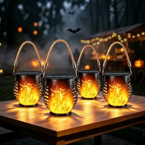 Solar Flickering Flame Lantern 4-Pack