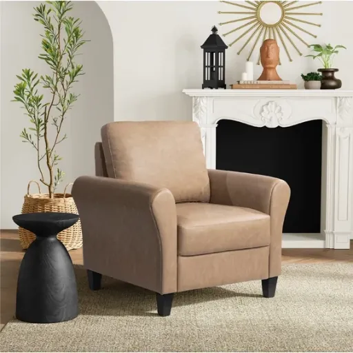 Lifestyle Solutions Alexa Club Chair Brown Faux Leather